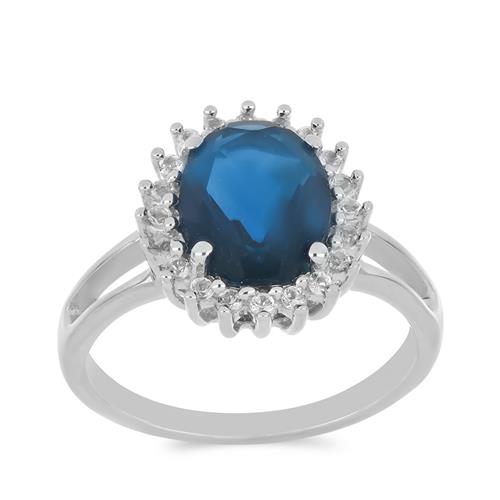 BUY NATURAL BLUE KYANITE WITH WHITE ZIRCON GEMSTONE CLASSIC RING IN 925 SILVER